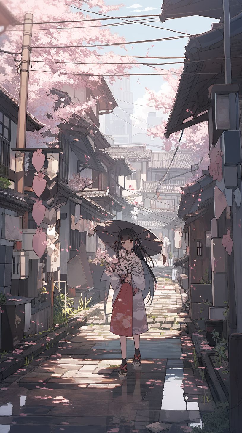 NC MKT a girl walks through a village on the ground in the styl 512f4d1c 14af 4c6f 8434 a65223d57d42